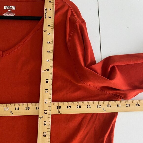 Duluth Trading Womens Longtail T Long Sleeve V Neck T Shirt Size 2XL Red - Picture 8 of 10